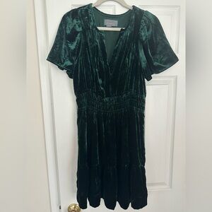 Anthropologie Green Velvet Somerset dress